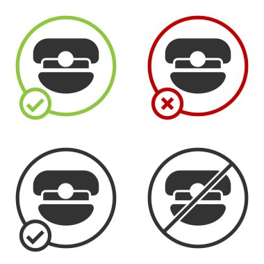 Siyah Kaptan şapka simgesi beyaz arkaplanda izole edildi. Çember düğmesi. Vektör.