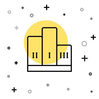 Beyaz arka planda izole edilmiş siyah çizgi ödüllü spor ödüllü podyum ikonu. Rastgele dinamik şekiller. Vektör.