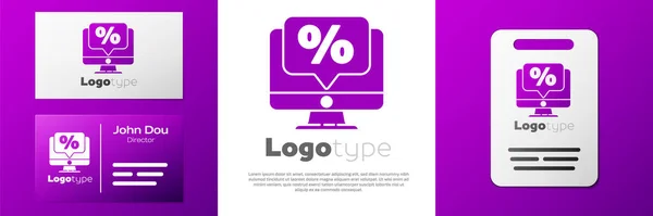 Logotype Porcentaje Descuento Monitor Icono Aislado Sobre Fondo Blanco Porcentaje — Vector de stock