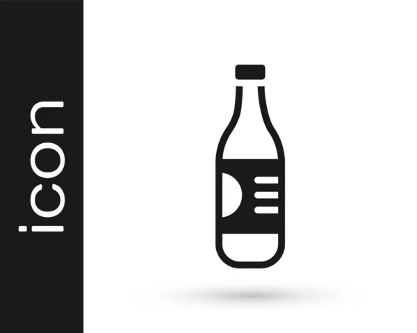 Bouteille Eau Noire Icône Isolée Sur Fond Blanc Soda Aqua — Image vectorielle