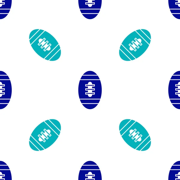 Blaues American Football Ball Symbol Isoliert Nahtlose Muster Auf Weißem — Stockvektor