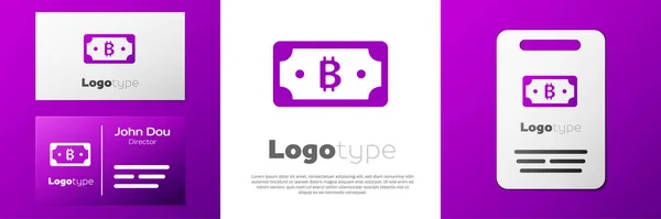 Logotype Cryptocurrency Bitcoin Icon Isolated White Background Blockchain Technology Digital — Stock Vector