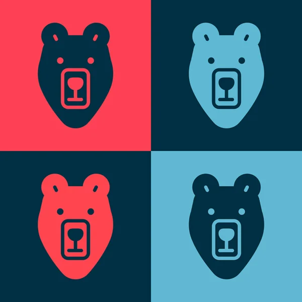 Pop Art Bear Head Icon Isolated Color Background Vector — Stock Vector