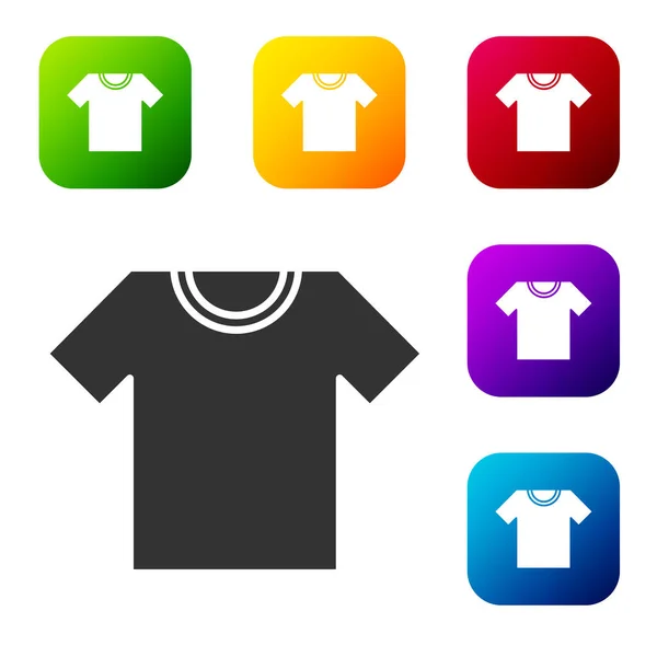 Zwart Shirt Icoon Geïsoleerd Witte Achtergrond Stel Pictogrammen Kleur Vierkante — Stockvector