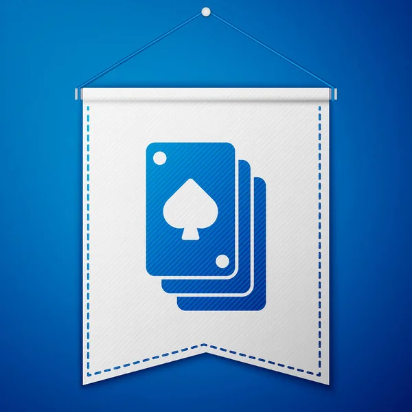 Icono Cartas Juego Azul Aislado Sobre Fondo Azul Juego Casino — Vector de stock
