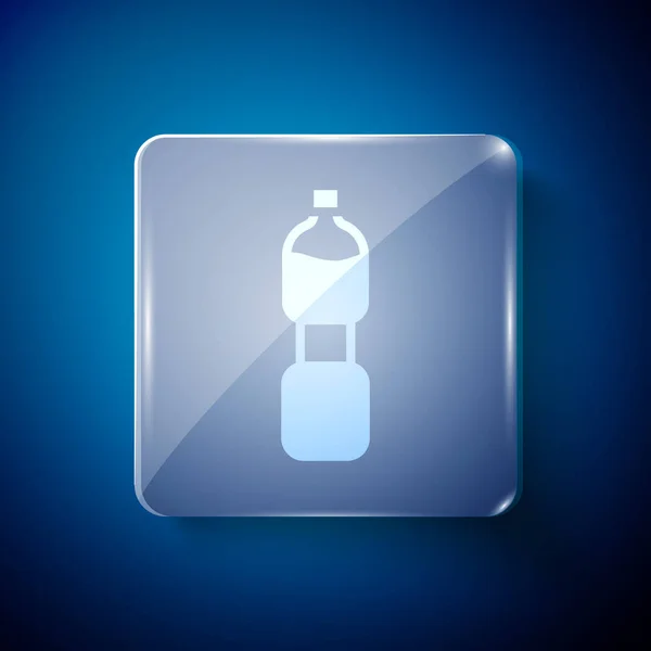 Botella Blanca Icono Agua Aislado Sobre Fondo Azul Signo Bebida — Vector de stock