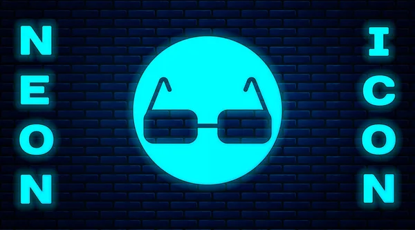 Leuchtende Neon Brillen Ikone Isoliert Auf Backsteinwand Hintergrund Brillengestell Symbol — Stockvektor