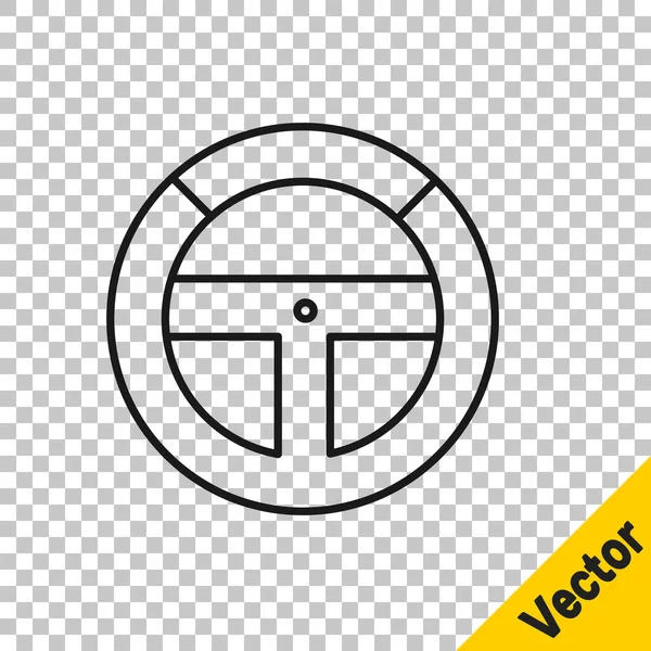 Černá Čára Ikona Volantu Izolovaného Průhledném Pozadí Ikona Kola Vektorová — Stockový vektor
