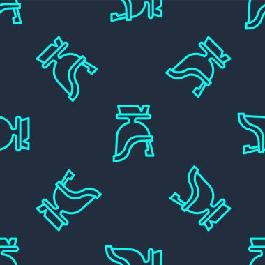 Yeşil çizgi Roma askeri miğfer ikonu mavi arka planda kusursuz desen izole etti. Vektör.