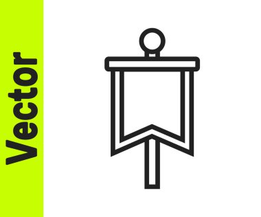 Siyah çizgi Ortaçağ bayrağı simgesi beyaz arkaplanda izole edildi. Bir kral ya da kraliçe tarafından yönetilen ülke, devlet ya da bölge. Vektör.