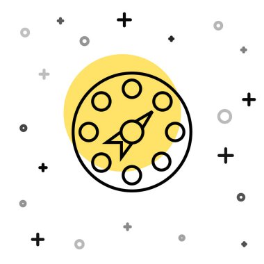 Siyah çizgi Twister klasik parti oyunu ikonu beyaz arka planda izole edildi. Rastgele dinamik şekiller. Vektör.