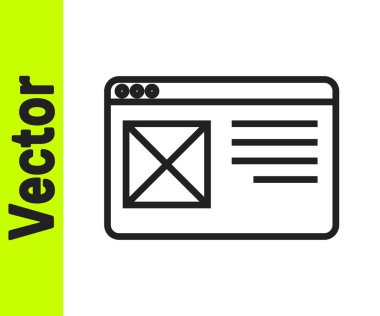 Siyah çizgi Tarayıcı pencere simgesi beyaz arkaplanda izole edildi. Vektör.