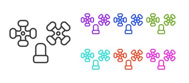 Siyah çizgi su musluğu simgesi beyaz arkaplanda izole edildi. Simgeleri renklendirin. Vektör.