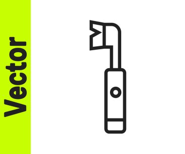 Siyah çizgi elektrikli diş fırçası simgesi beyaz arkaplanda izole edildi. Vektör.