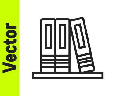 Beyaz arkaplanda siyah çizgi ofis dosyaları ve belge simgesi izole edildi. Ofis dosyaları. Dosya arşivleme işareti. Vektör.