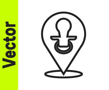 Siyah çizgi bebek emziği simgesi beyaz arkaplanda izole edildi. Çocuk oyuncağı. Vektör.