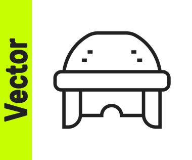 Beyaz arka planda siyah çizgi hokey başlığı simgesi izole edildi. Vektör.