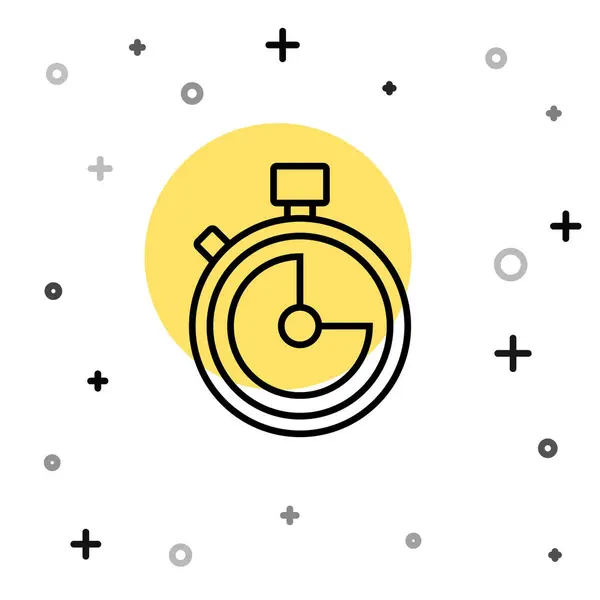 Černá Čára Stopwatch Ikona Izolované Bílém Pozadí Časový Spínač Chronometr — Stockový vektor