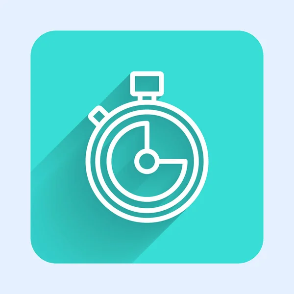 Fehér Vonal Stopwatch Ikon Elszigetelt Hosszú Árnyék Időzítő Jel Kronométer — Stock Vector