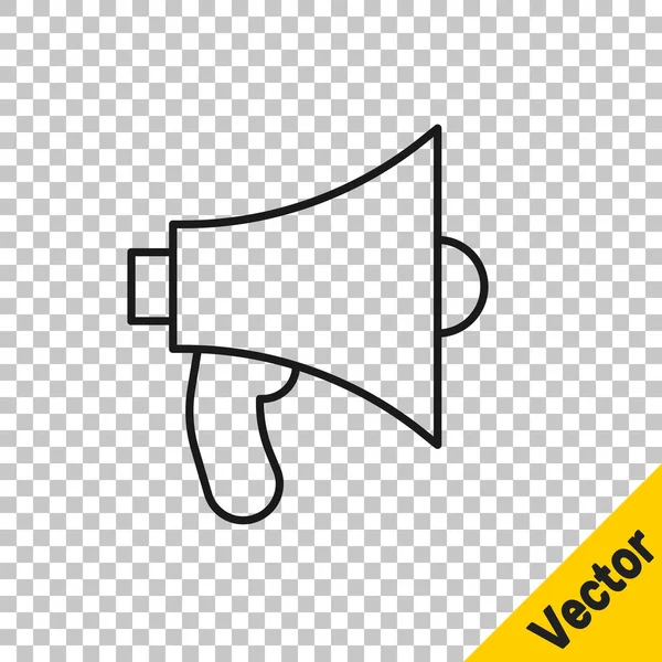 Schwarze Linie Megafon Symbol Isoliert Auf Transparentem Hintergrund Lautsprecherzeichen Vektor — Stockvektor