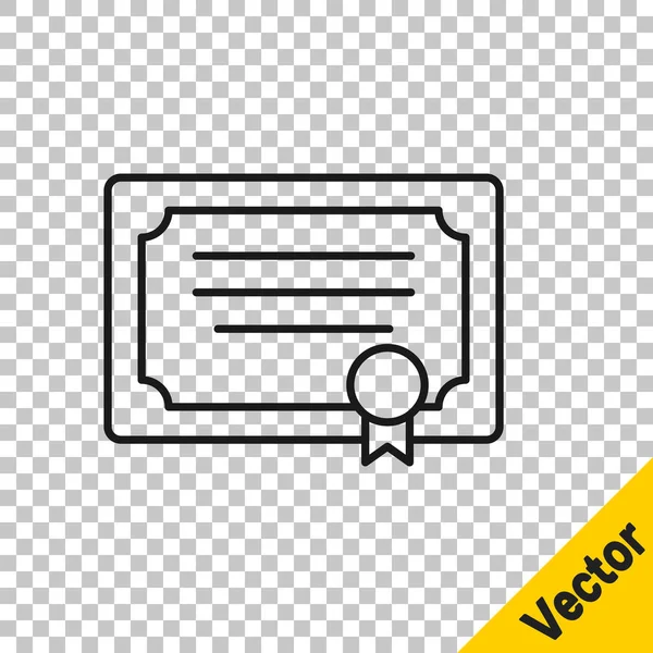 Schwarze Linie Zertifikatsvorlage Symbol Isoliert Auf Transparentem Hintergrund Leistung Auszeichnung — Stockvektor