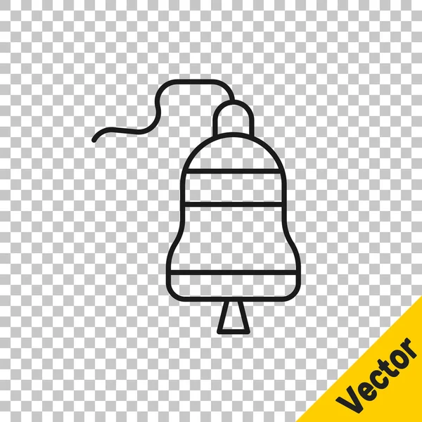 Schwarze Linie Schiffsglocke Symbol Isoliert Auf Transparentem Hintergrund Vektor — Stockvektor