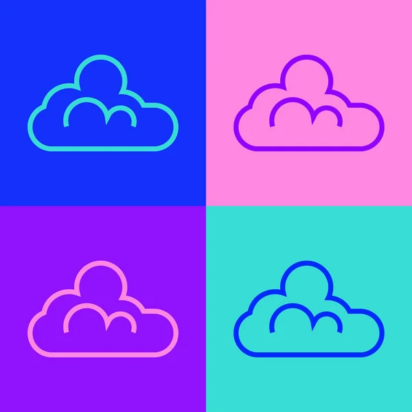Pop Art Line Σύννεφο Εικονίδιο Καιρού Απομονώνονται Φόντο Χρώμα Διάνυσμα — Διανυσματικό Αρχείο