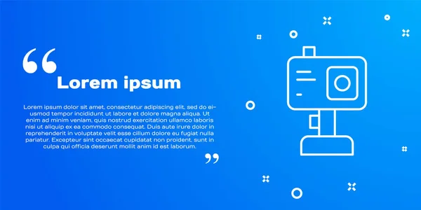 Vit Linje Action Extrem Kamera Ikon Isolerad Blå Bakgrund Videokameror — Stock vektor