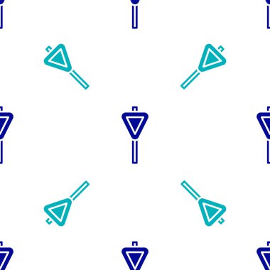 Mavi Yol trafik tabelası. Simge simgesi beyaz arkaplanda izole edilmiş kusursuz desen. İşaretçi sembolü. Sokak bilgi tabelası. Yön tabelası. Vektör.