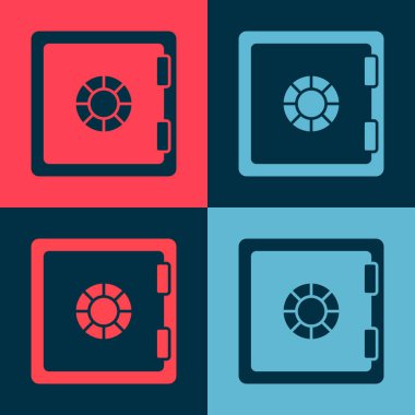 Pop Art Safe simgesi renk arkaplanında izole edildi. Kapı, şifreli bir banka kasası. Güvenilir Veri Koruma. Vektör.