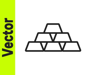 Siyah çizgi altın çubuk simgesi beyaz arkaplanda izole edildi. Bankacılık işi konsepti. Vektör.