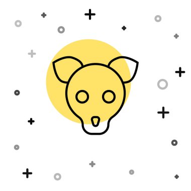 Siyah çizgi köpek simgesi beyaz arkaplanda izole edildi. Rastgele dinamik şekiller. Vektör.