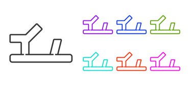 Siyah çizgi bebek ayakkabısı simgesi beyaz arkaplanda izole edilmiş. Sandalet işareti. Simgeleri renklendirin. Vektör.