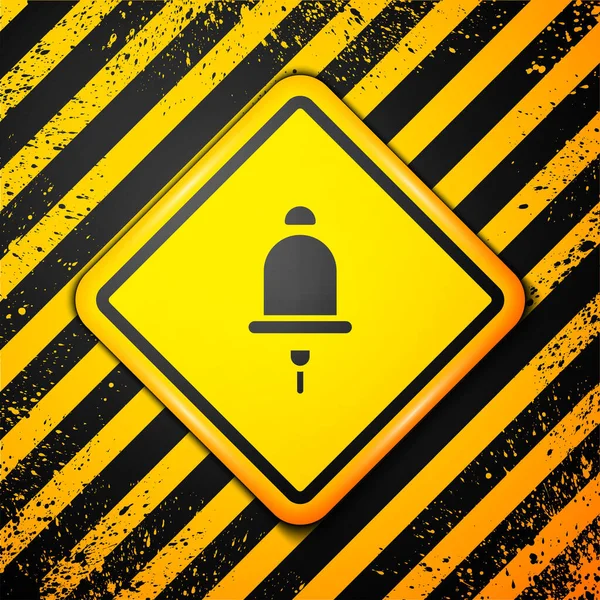 Schwarz Klingelnde Alarmglocke Auf Gelbem Hintergrund Isoliert Brandmeldeanlage Serviceglocke Handklingelschild — Stockvektor