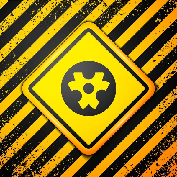 Black Biohazard Symbol Icon Isolated Yellow Background Warning Sign Vector — Stock Vector