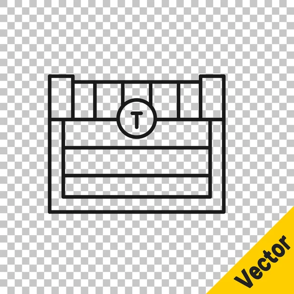 Черная Линия Антикварный Сундук Значок Изолированы Прозрачном Фоне Винтажный Деревянный — стоковый вектор
