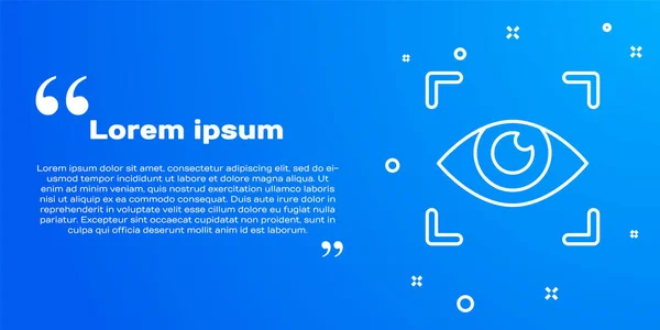 白い線青い背景に隔離された目のスキャンアイコン 目をスキャン 保安検査のシンボル サイバー サイン ベクトル — ストックベクタ
