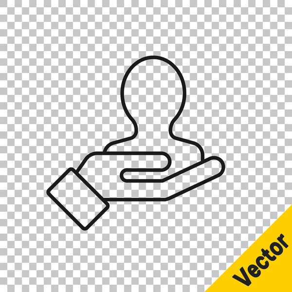 Línea Negra Mano Para Buscar Icono Gente Aislado Sobre Fondo — Vector de stock