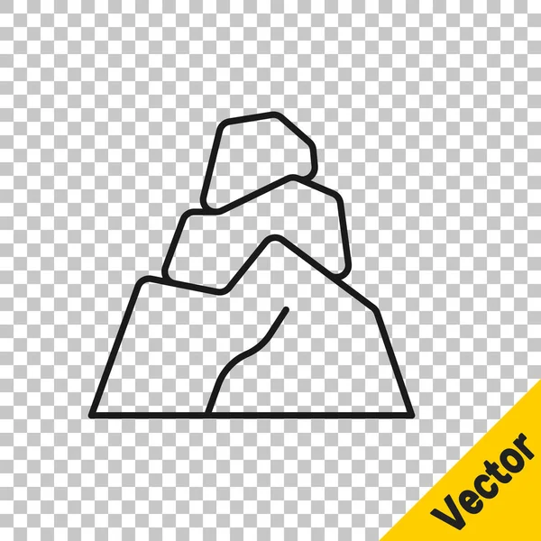 Schwarze Linie Felssteine Symbol Isoliert Auf Transparentem Hintergrund Vektor — Stockvektor