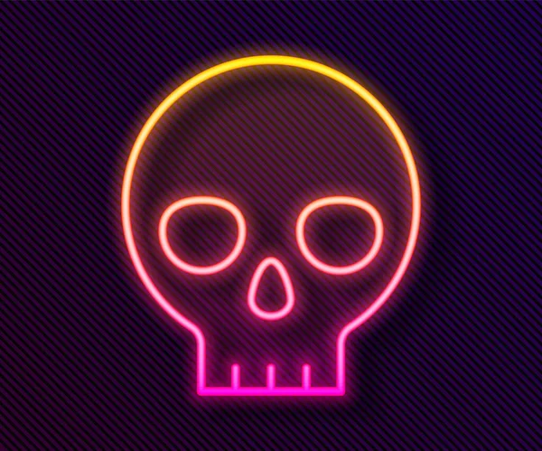 Glowing Neon Line Human Skull Icon Isolated Black Background Vector — Stock Vector