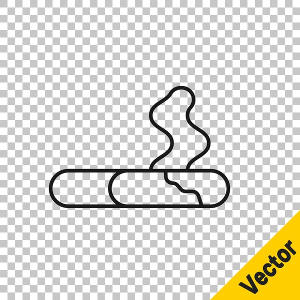 Schwarze Linie Zigarettensymbol Isoliert Auf Transparentem Hintergrund Tabakzeichen Raucher Symbol — Stockvektor