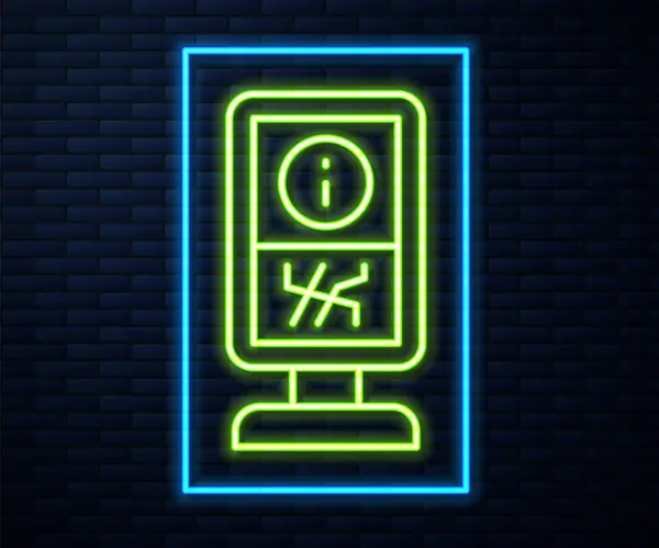 Leuchtende Neon Linie Informationsstand Symbol Isoliert Auf Backsteinwand Hintergrund Vektor — Stockvektor