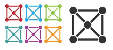 Siyah engelleme teknolojisi simgesi beyaz arkaplanda izole edildi. Kripto para birimi verileri. Soyut geometrik blok zincir ağ teknolojisi işi. Simgeleri renklendirin. Vektör.