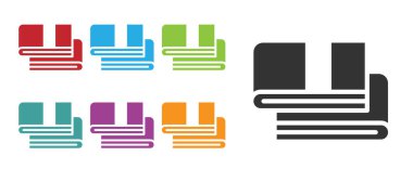 Siyah havlu yığını simgesi beyaz arkaplanda izole edildi. Simgeleri renklendirin. Vektör.