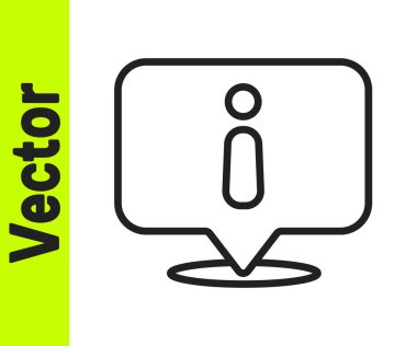 Beyaz arkaplanda siyah çizgi bilgi simgesi izole edildi. Vektör İllüstrasyonu.