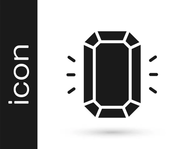 Ícone Diamante Preto Isolado Fundo Branco Símbolo Jóias Pedra Preciosa — Vetor de Stock