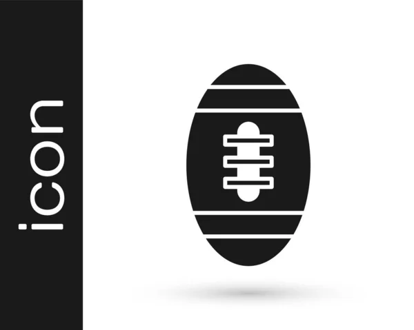 白い背景に黒いアメリカンフットボールのアイコンが隔離されている ラグビーボールのアイコン チームスポーツゲームのシンボル ベクトル — ストックベクタ