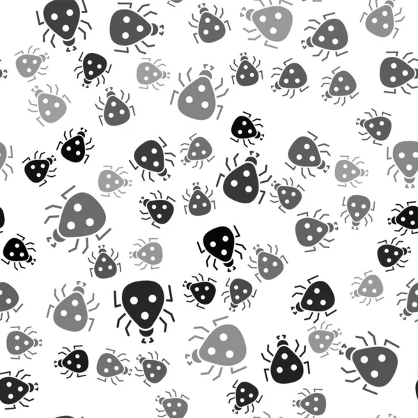 Zwarte Ladybug Pictogram Geïsoleerd Naadloos Patroon Witte Achtergrond Vector — Stockvector