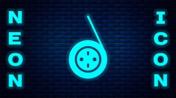 Glowing Neon Yoyo Toy Icon Isolated Brick Wall Background Vector — Stock Vector