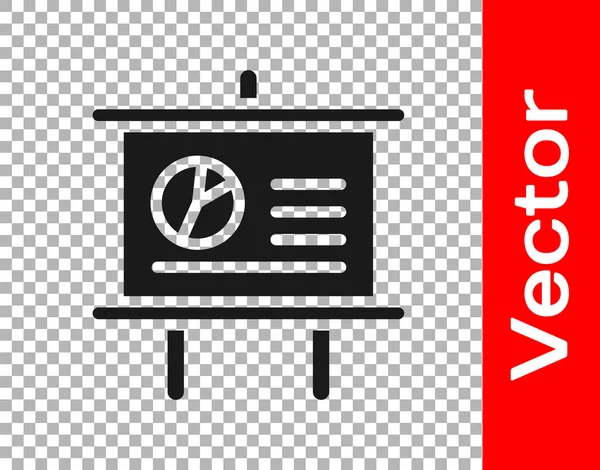 Schwarze Präsentationstafel Mit Diagramm Zeitplan Diagramm Infografik Kuchendiagramm Symbol Isoliert — Stockvektor